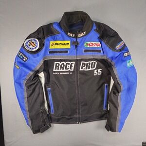 BiLT Race Pro Max Speed XI Motorcycle Riding Jacket Mens XL Blue Black Armored